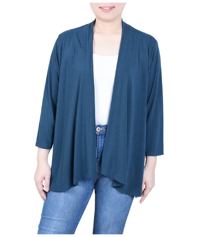 3/4 Sleeve Solid Cardigan