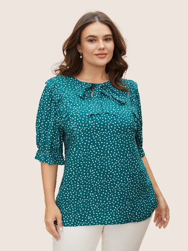 Rayon Neckline Ribbons Blouse