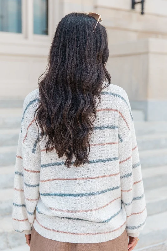 Thinking About You Multicolored Striped Crew Neck Sweater