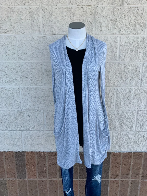 Marled knit long sleeve cardigan with shawl collar