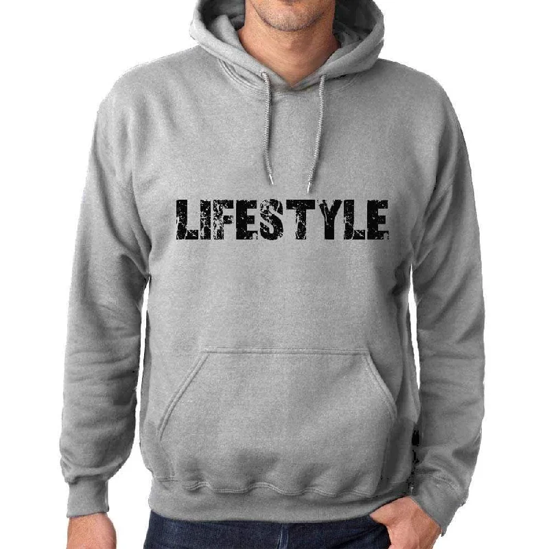 Unisex Printed Graphic Cotton Hoodie Popular Words LIFESTYLE Grey Marl