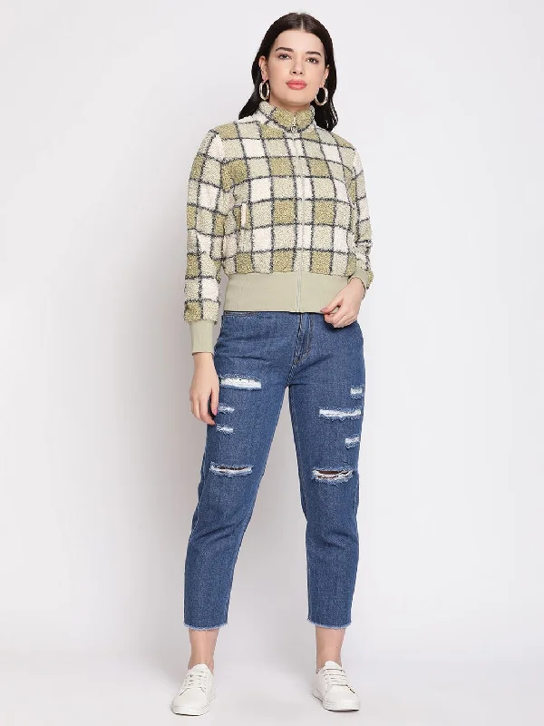 Madame  Green Check Sweatshirt