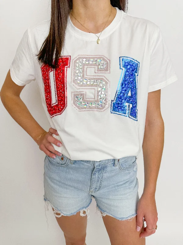 Beaded USA Tee