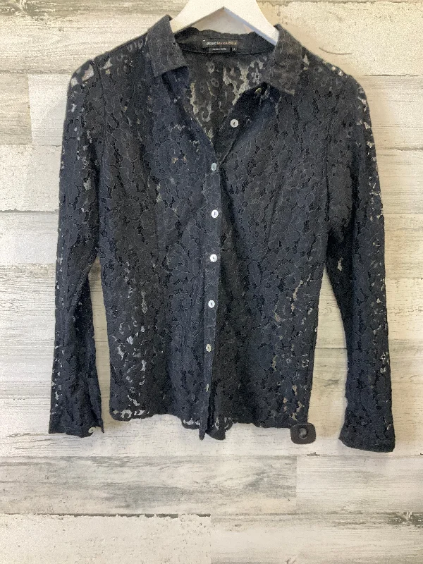 Black Blouse Long Sleeve Bcbg, Size S