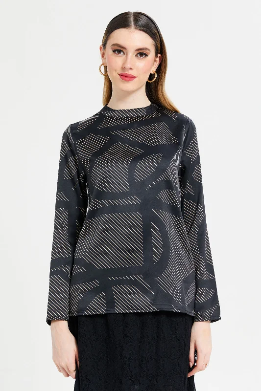 Women Black Printed Blouse