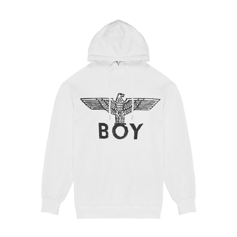 BOY EAGLE SCRIBBLE HOODIE WOMENS - WHITE/BLACK