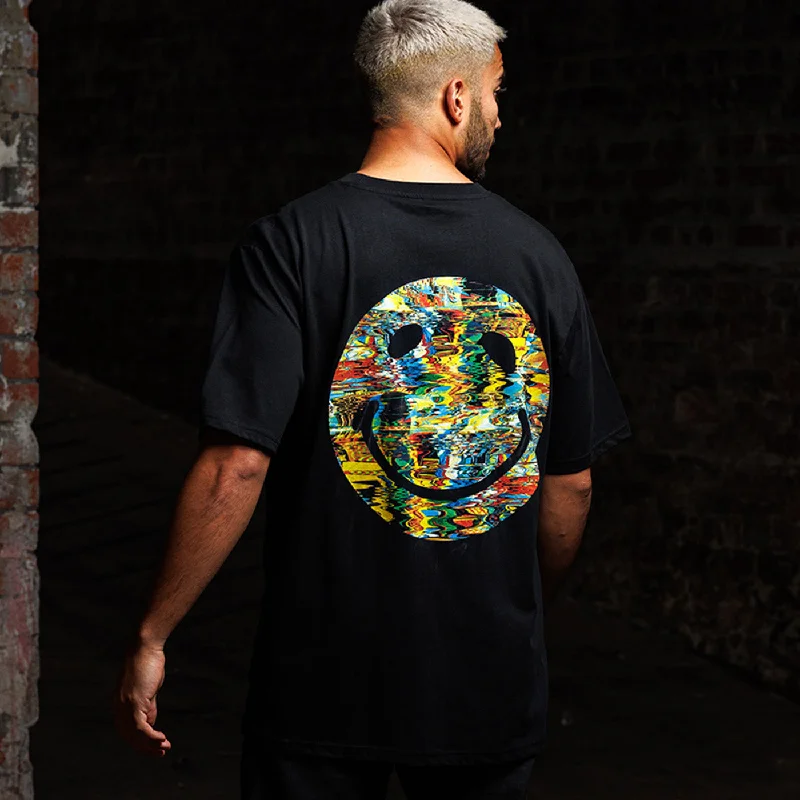 Colour Blast Back Print- Tshirt - Black