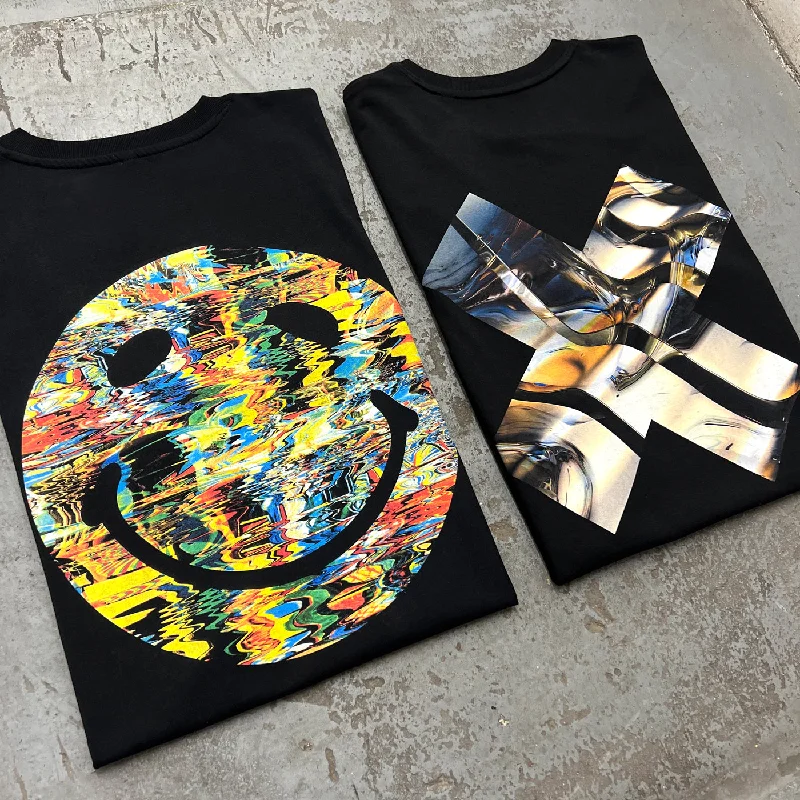 Colour Blast Back Print- Tshirt - Black