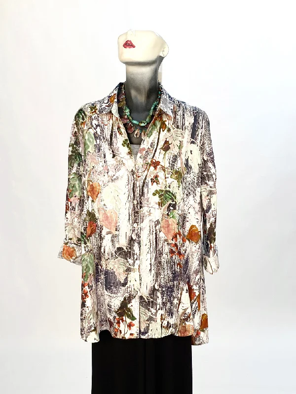 Tianello ""Faith"" Print Linen ""Loving"" Blouse