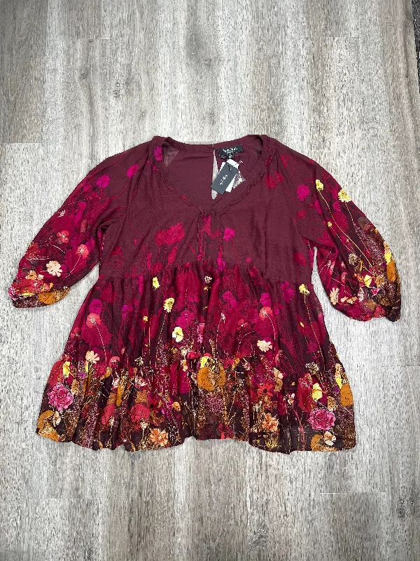 Floral Print Blouse 3/4 Sleeve ARNA YORK, Size Xxl