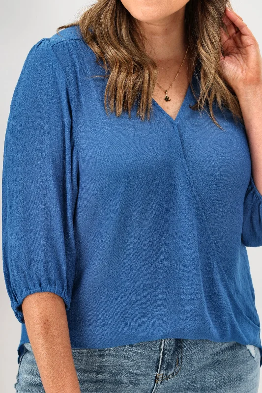 Gloss by Shine On Laina Wrap Front Blouse Blue