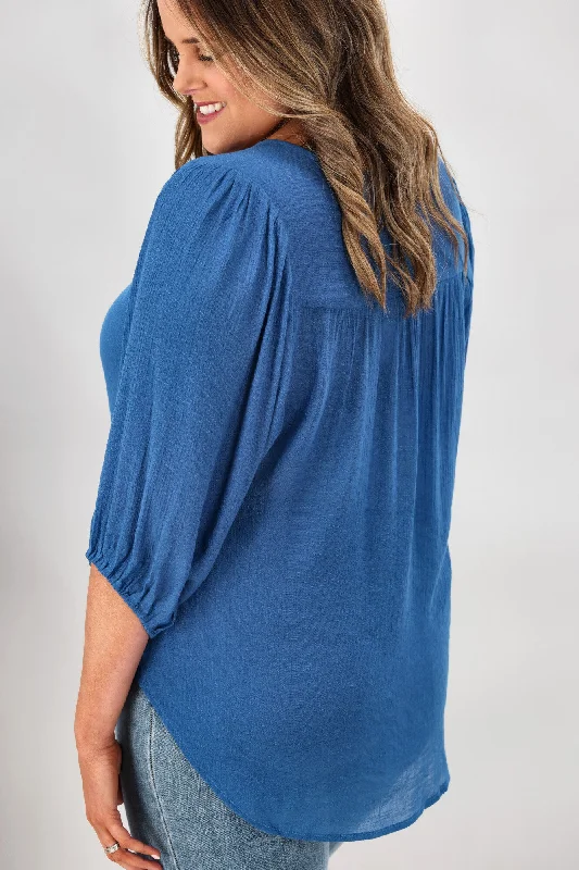 Gloss by Shine On Laina Wrap Front Blouse Blue