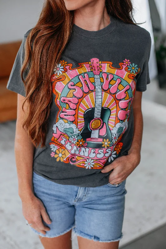 Groovy Nashville Graphic Tee - Charcoal