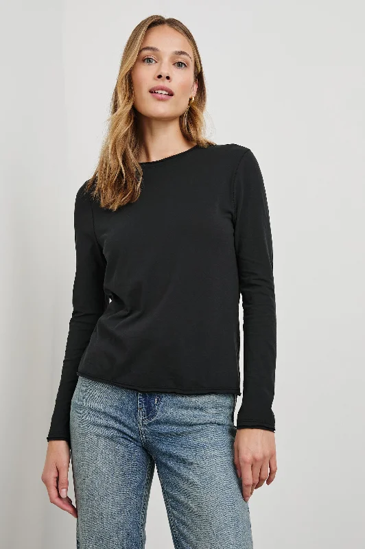 LONG SLEEVE CREW NECK T-SHIRT - BLACK