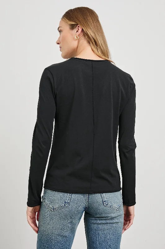 LONG SLEEVE CREW NECK T-SHIRT - BLACK