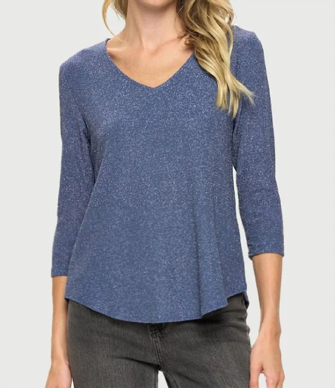 Periwinkle Glitter Sleeve Top In Blue