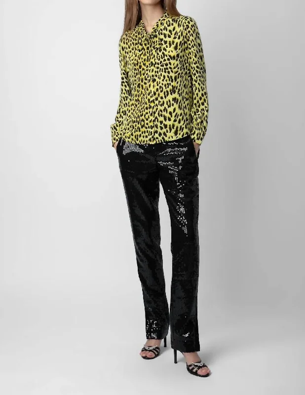 Taos Leopard Silk Blouse In Jonquil