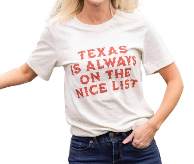 Texas Is Always On Nice List Tee In Grey/red