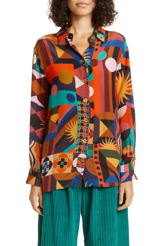 Tropical Shapes Long Sleeve Shirt In Patterned