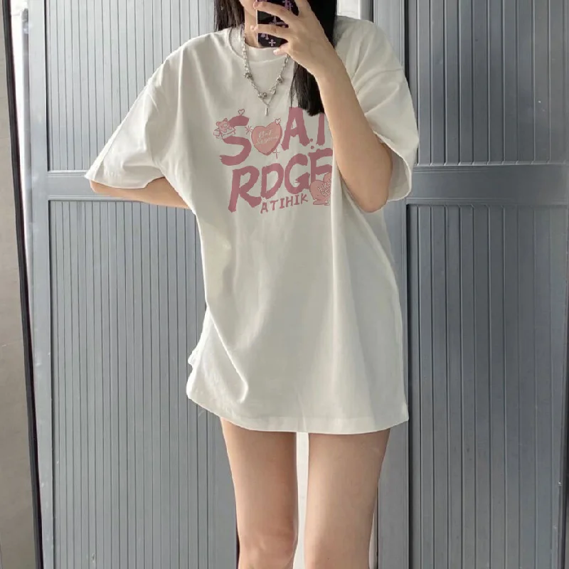 Women's Kawaii Letter Printed Loose T-shirt