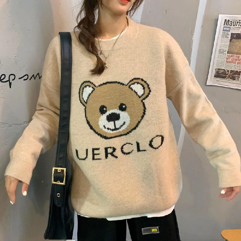 Women's Korean Style Bear Knitted Sweater