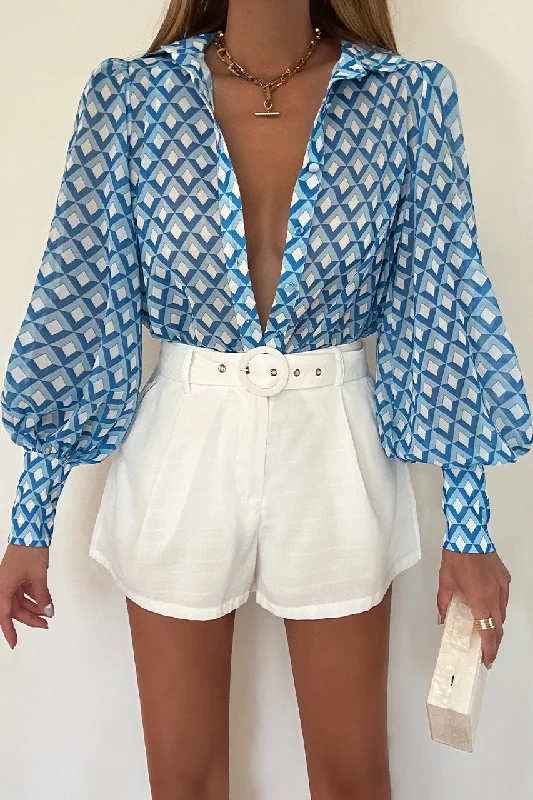 FLEETWOOD BLOUSE - BLUE GEO