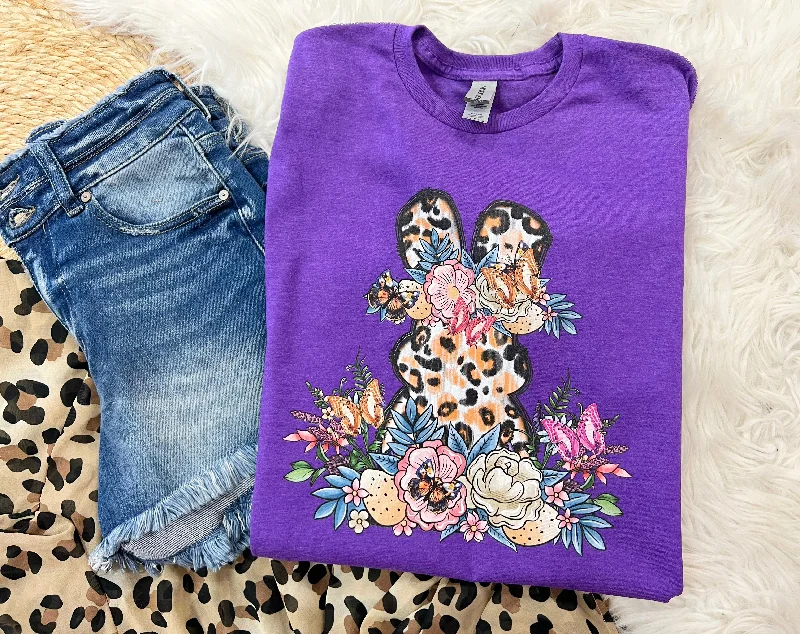 Adorable Leopard bunny tee on Purple