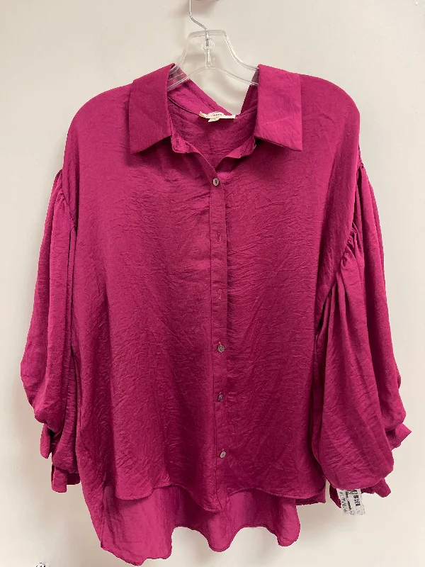 Blouse Long Sleeve By Entro In Purple, Size: L