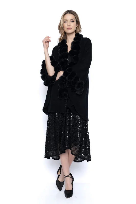 Faux-Fur Trimmed Poncho