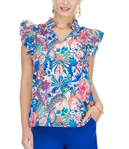 Floral Nirvana Ruffled Top