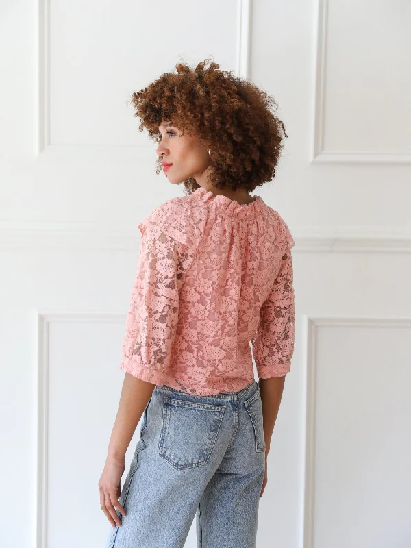 Isabella Top in Blush Lace