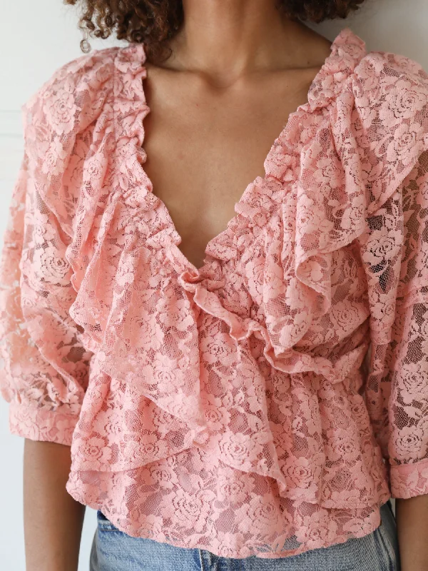 Isabella Top in Blush Lace