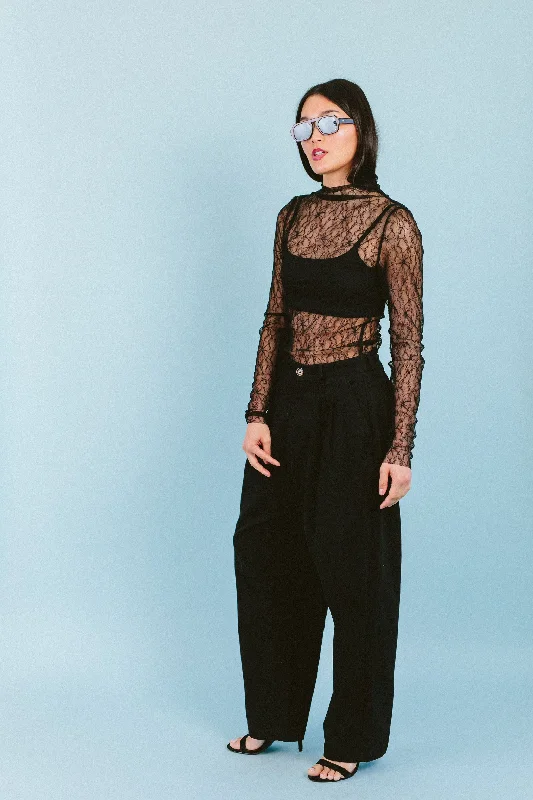 Turtleneck Lace Top (Black)