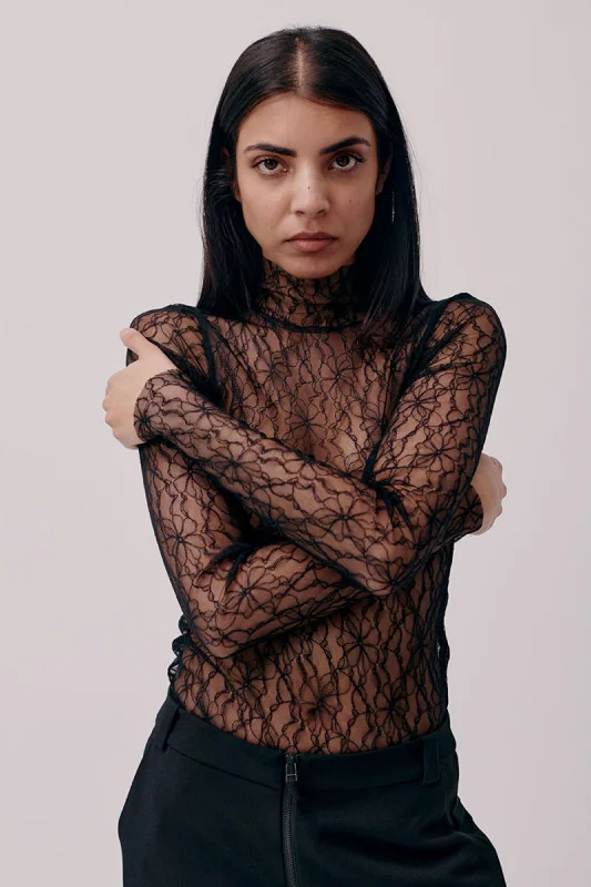 Turtleneck Lace Top (Black)