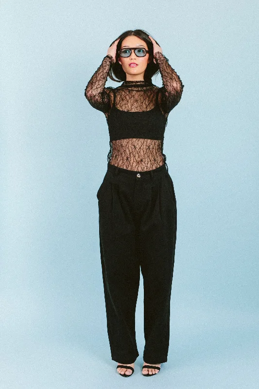 Turtleneck Lace Top (Black)