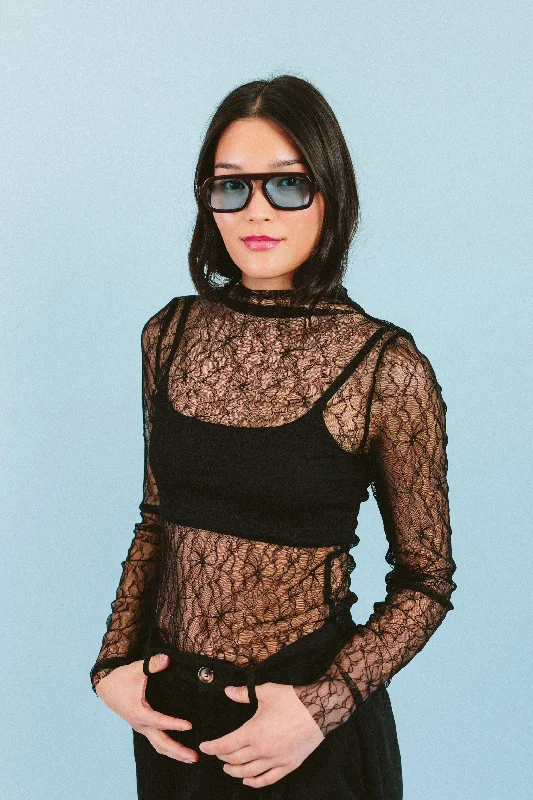 Turtleneck Lace Top (Black)