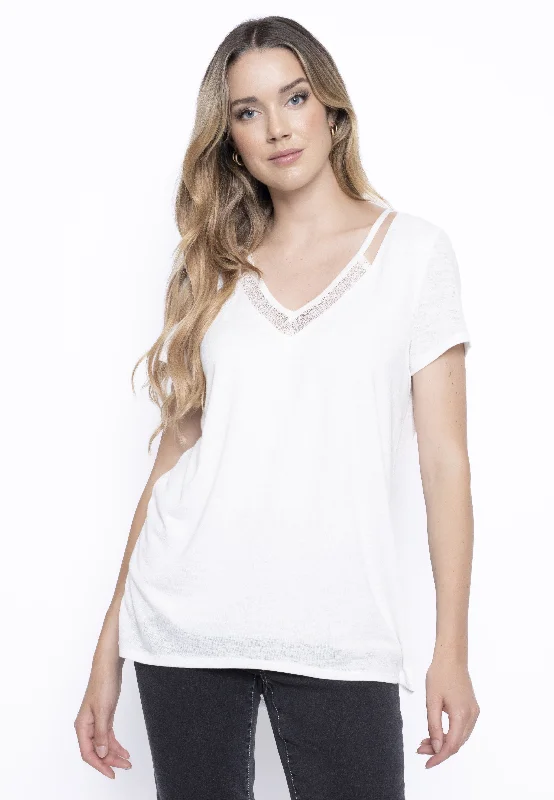 Lace Trim V-Neck Top