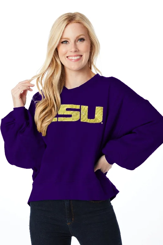 LSU Tigers Women's Sequin Pullover II Purple