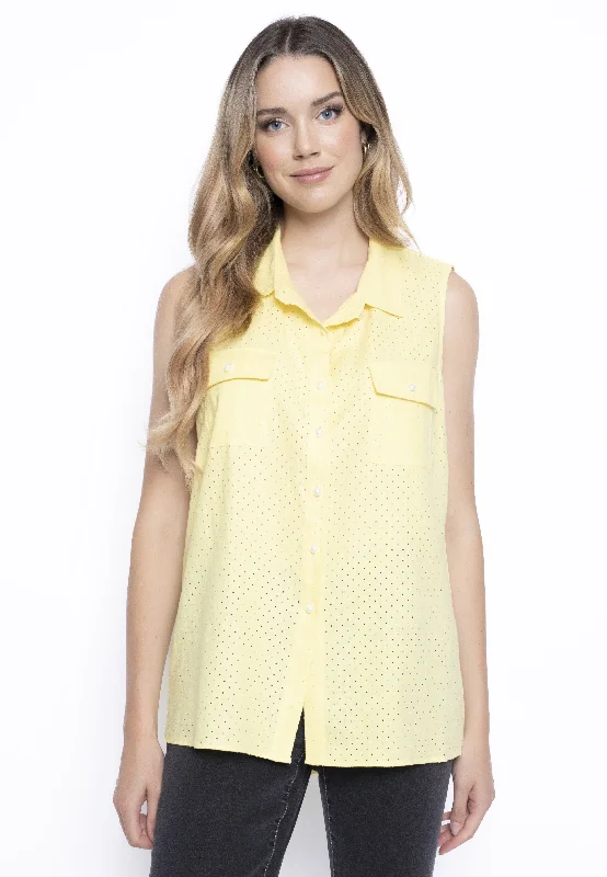 Sleeveless Button-Up Top