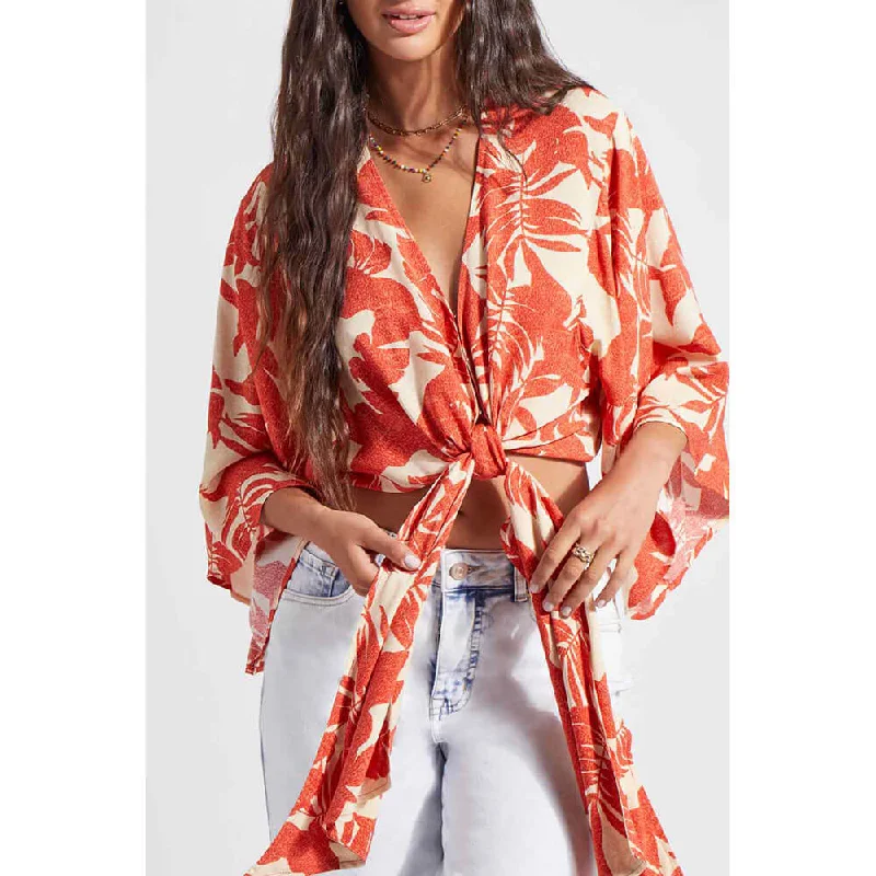 Tribal Kimono Top With Front Tie - Napali