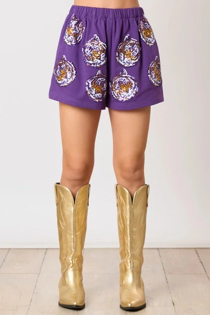 Women's Shorts Tiger Face Embroidery