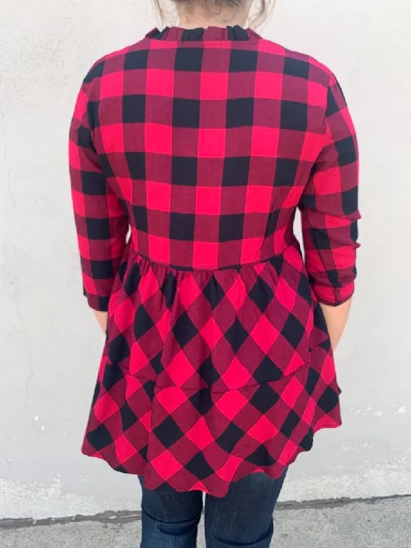 Crazy Train Penny Plaid Ruffle Top