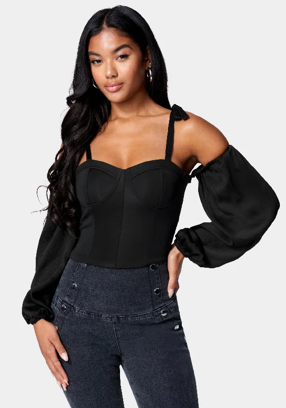 Detachable Sleeve Bustier Top