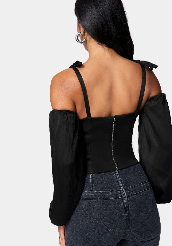 Detachable Sleeve Bustier Top