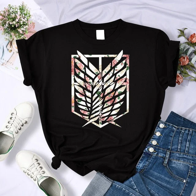 Amy Fashion - Crew Neck Fashion Print T-shirt