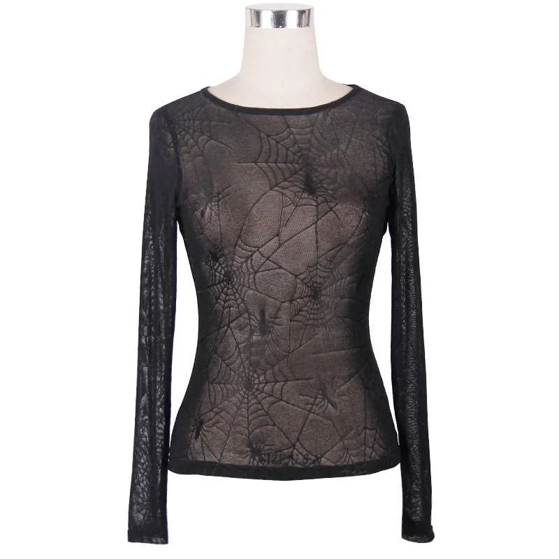 Women's Goth Mesh Spider Web Top