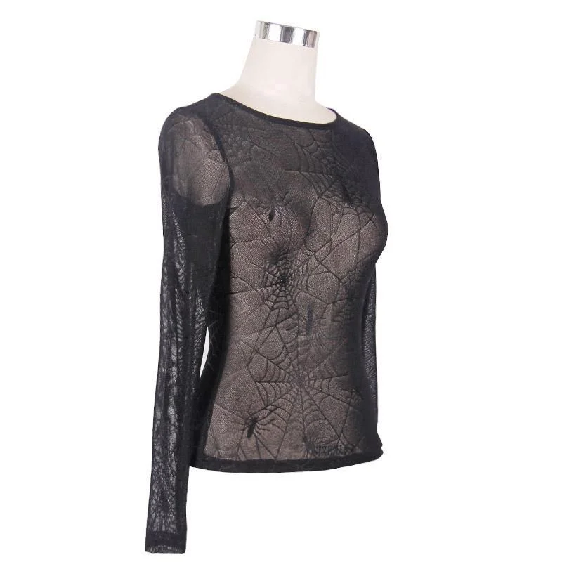 Women's Goth Mesh Spider Web Top