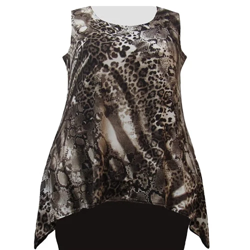 Leopard Abstract Shark Bite Hem Tank Top Women's Plus Size Tank Top