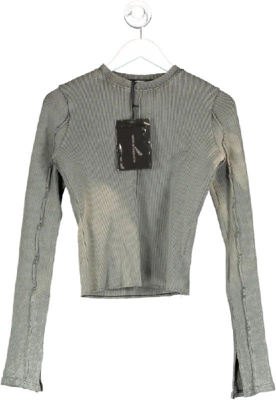 maniere de voir Grey Acid Wash Long Sleeve Top UK 10