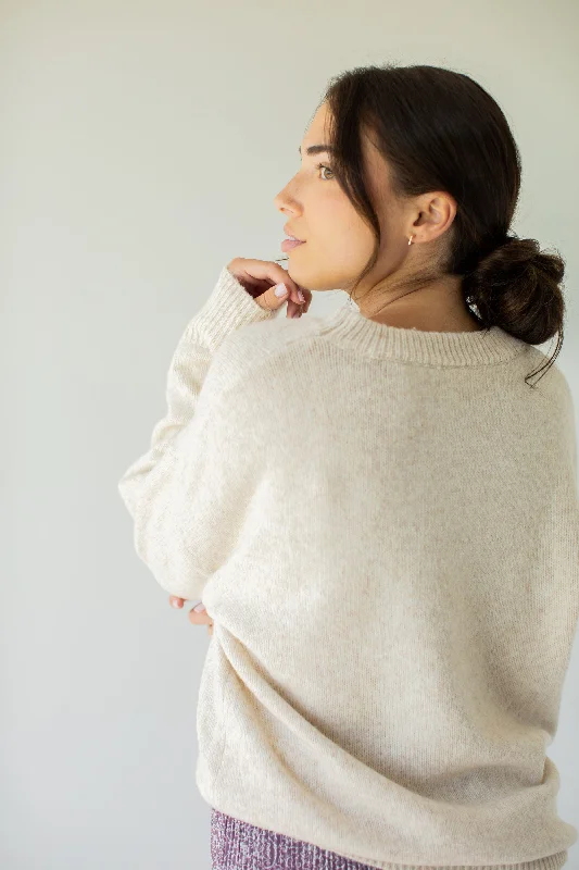 'McKay' Drop Sleeve Brushed Knit Sweater in Oatmeal